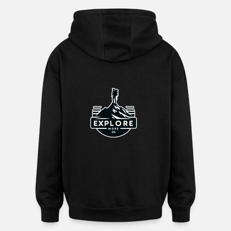 Explore more - Wanderer - Oversized Unisex Hoodie - black