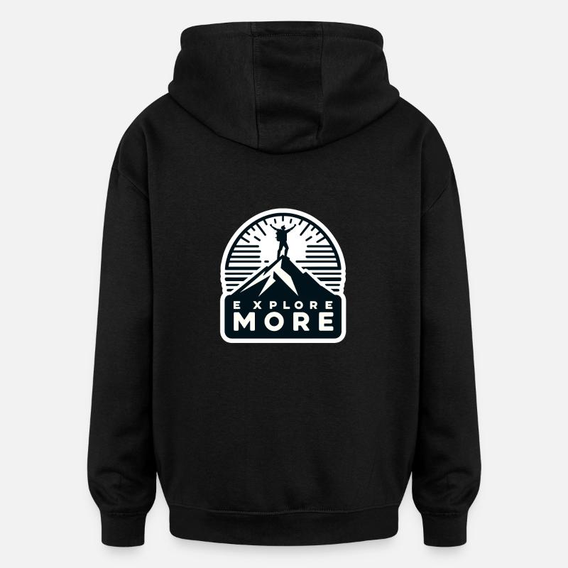 Explore more - Wanderer - Oversized Unisex Hoodie - black