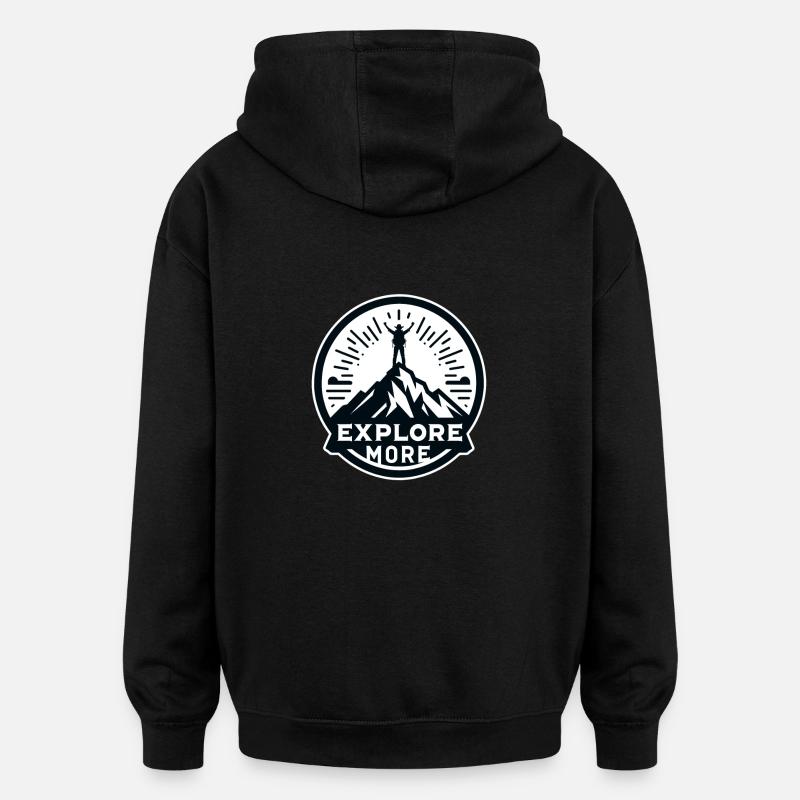 Explore more - Wanderer - Oversized Unisex Hoodie - Schwarz