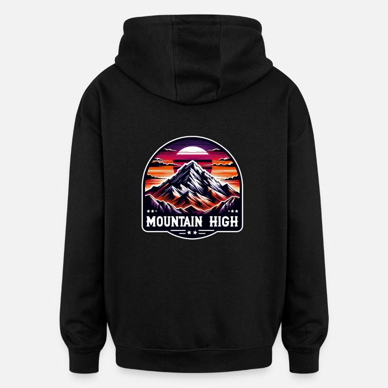 Mountain High - Berg Illustration - Oversized Unisex Hoodie - black