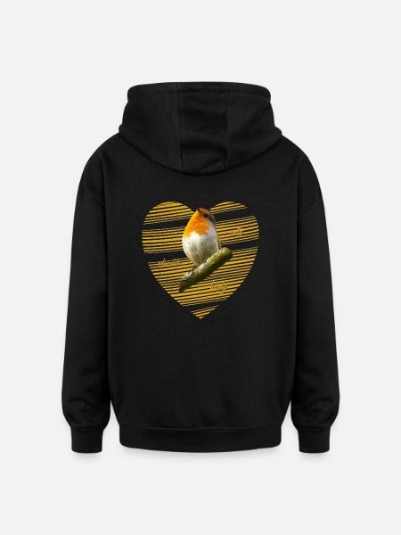 Robin Erithacus rubecula - Oversized Unisex Hoodie - black