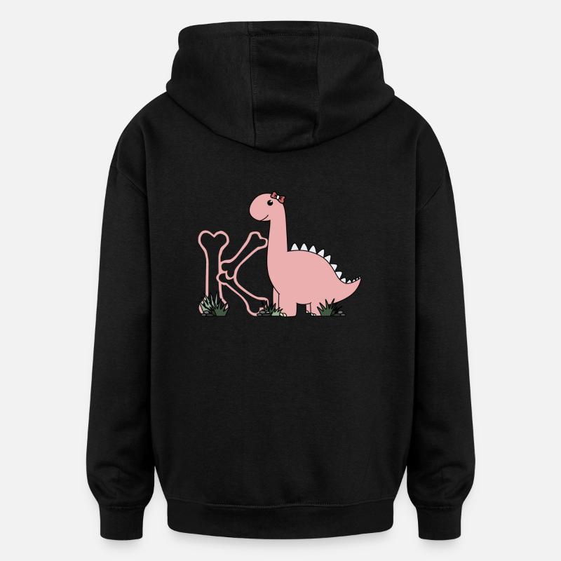 Litera K - Bluza z kapturem oversize typu unisex - czarny