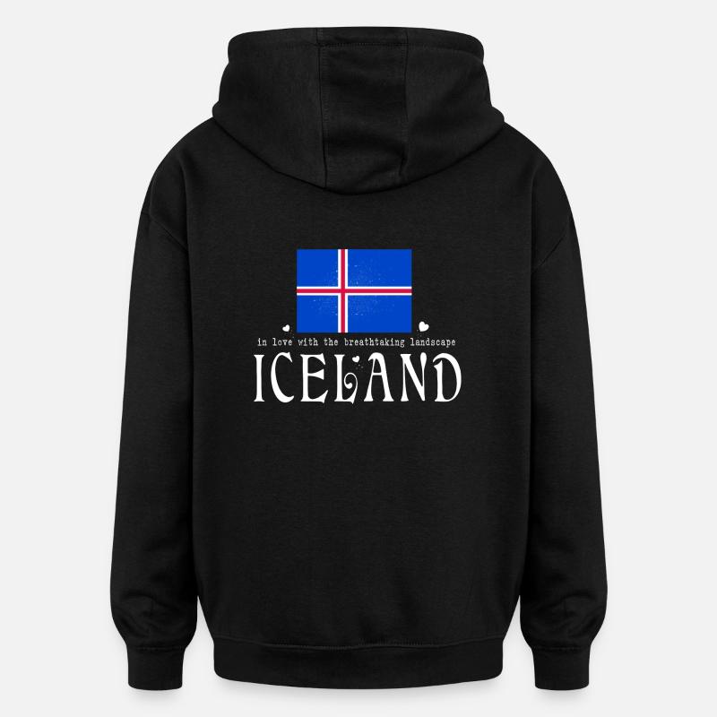 Islande - Sweat à capuche oversize unisexe - noir