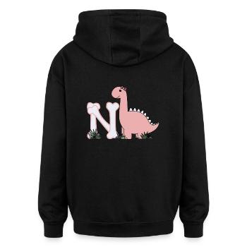 Letter N - Oversized Unisex Hoodie - black - Back - Noah (186cm)