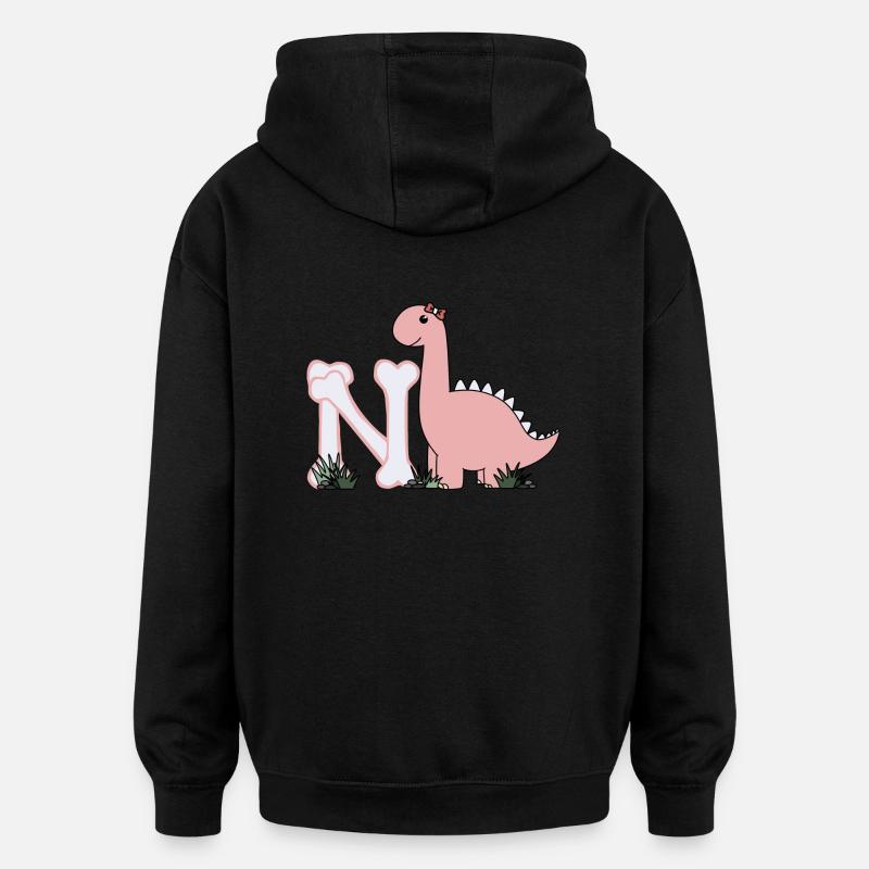 Lettre N - Sweat à capuche oversize unisexe - noir