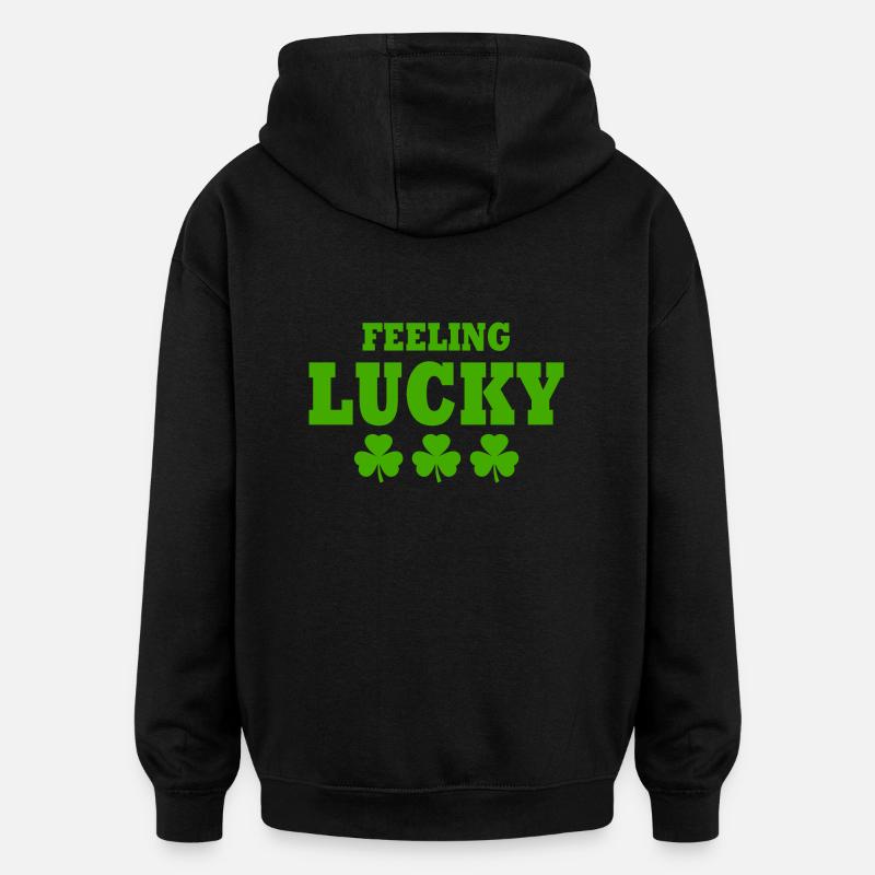 feeling lucky - Sweat à capuche oversize unisexe - noir