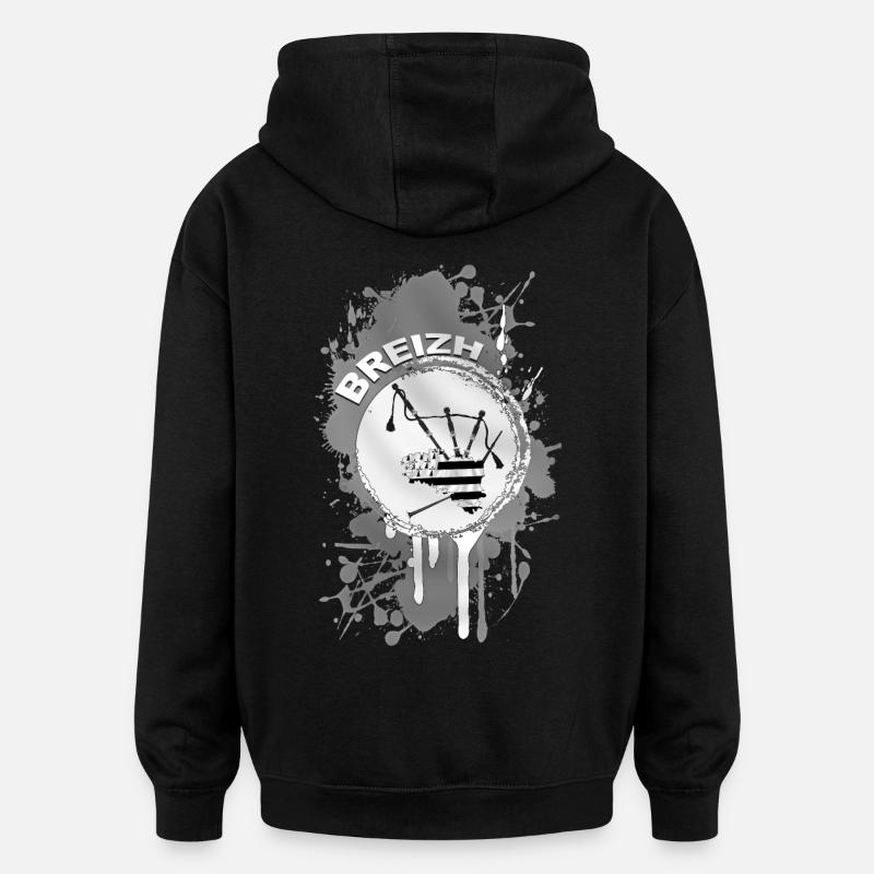 Breizh Bagpipe - Sweat à capuche oversize unisexe - noir