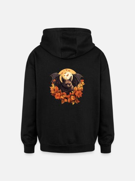 Autumn bat at sunset - Oversized Unisex Hoodie - black