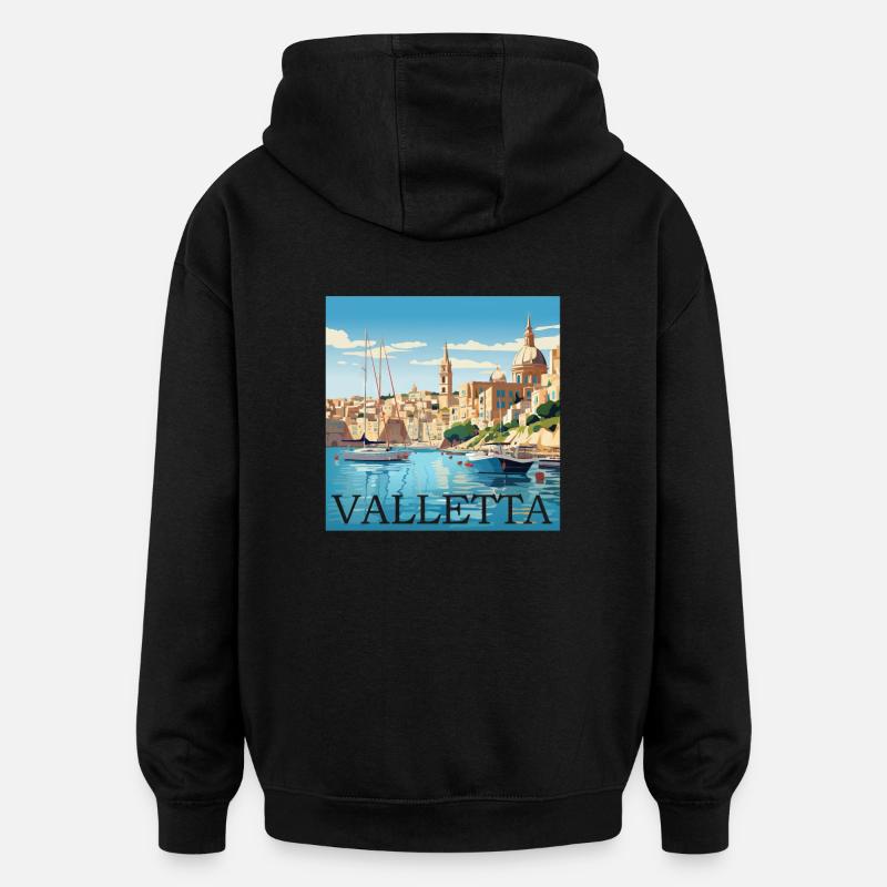 La Valette Malte Joyau méditerranéen - Sweat à capuche oversize unisexe - noir