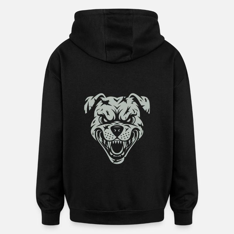 Chien en colère - Sweat à capuche oversize unisexe - noir