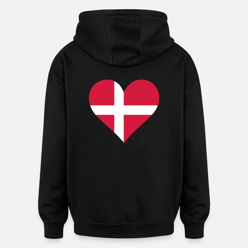 Un cœur pour le Danemark - Sweat à capuche oversize unisexe - noir