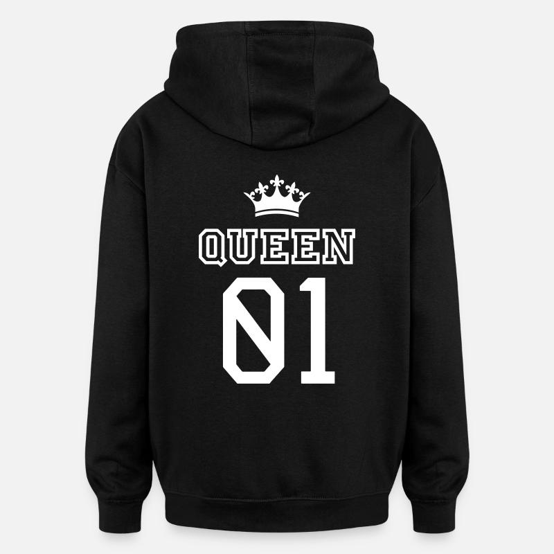 QUEEN - Sweat à capuche oversize unisexe - noir