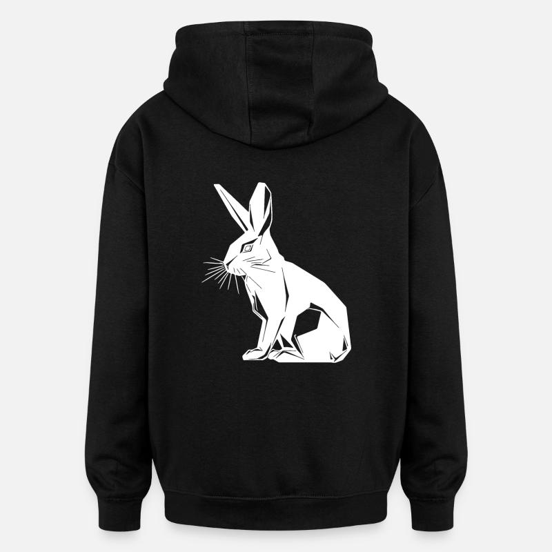 Lapin géométrique mignon géométrie lapin - Sweat à capuche oversize unisexe - noir