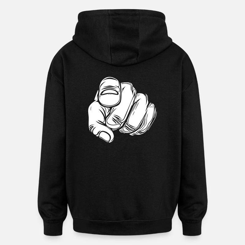 Zeigefinger mit Vector Hand - Oversized Unisex Hoodie - Schwarz