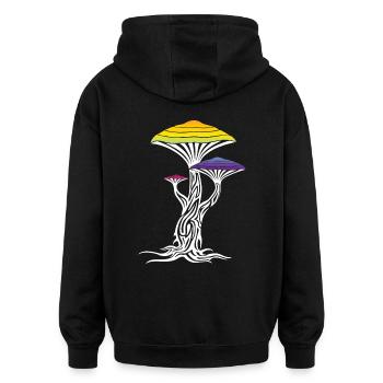 magic mushrooms - Oversized Unisex Hoodie - Schwarz - Hinten - Noah (186cm)