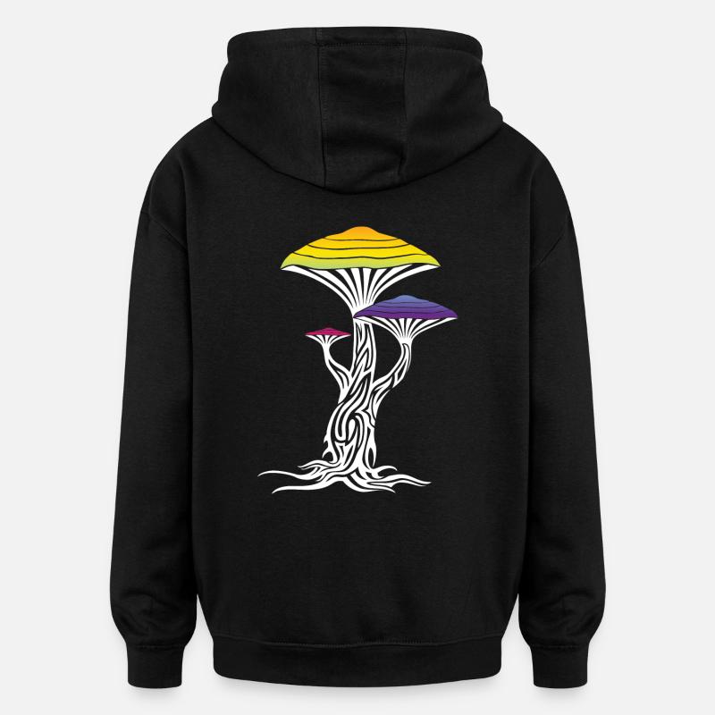 Magic mushrooms - Oversized Unisex Hoodie - black