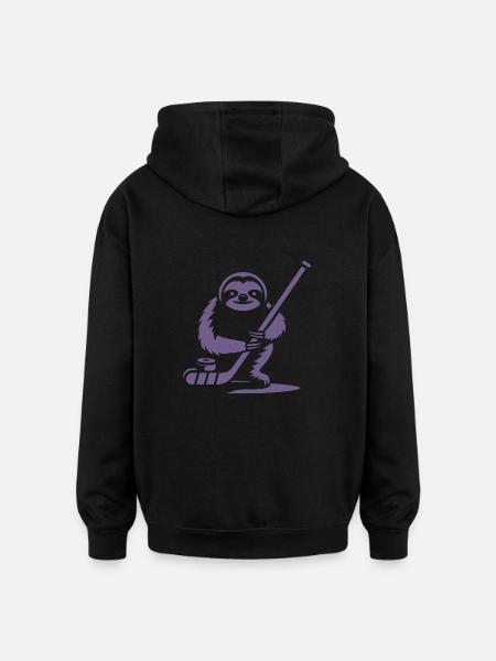 Sloth Ice Hockey Silhouette - Oversized Unisex Hoodie - black