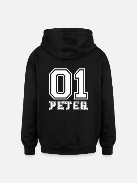 Peter - Nom - Sweat à capuche oversize unisexe - noir