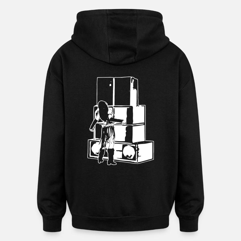soundsystem fille tekno 23 - Sweat à capuche oversize unisexe - noir