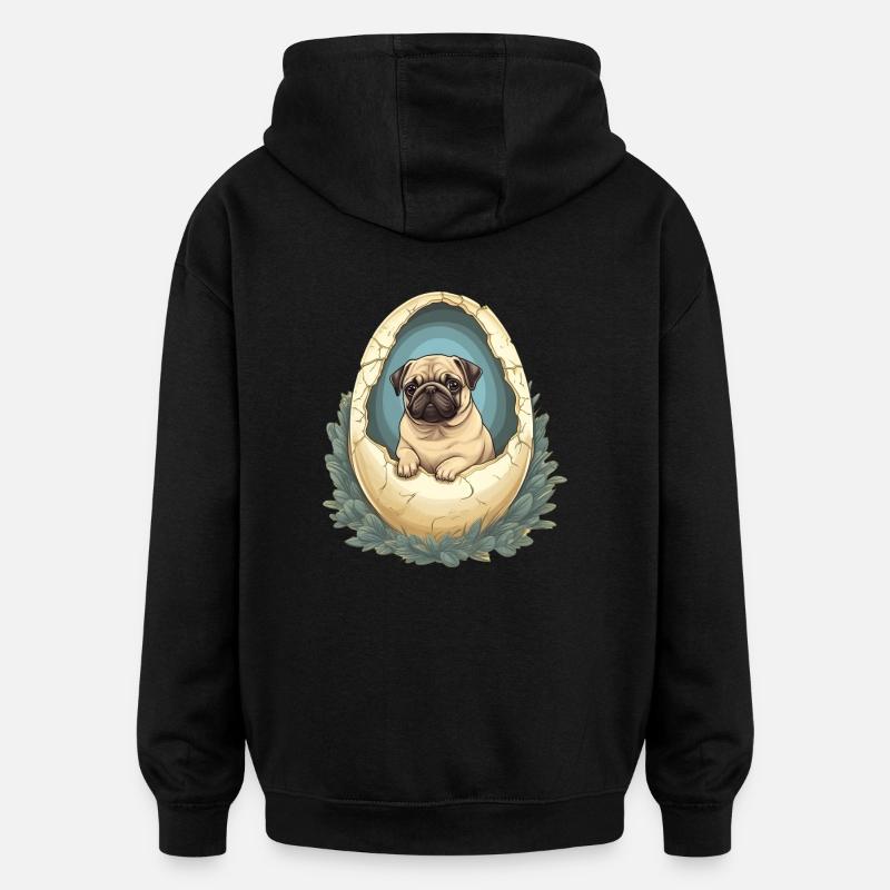 Carlin Hatches de Eggshell - Mignon - Sweat à capuche oversize unisexe - noir