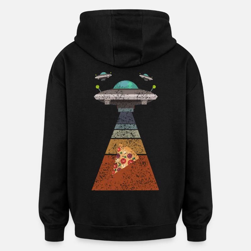 Pizza Ufo - Sweat à capuche oversize unisexe - noir
