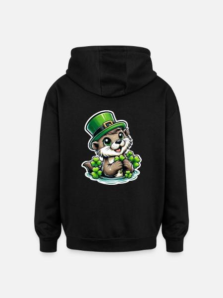 St. Patrick's Otter Fun - Oversized Unisex Hoodie - black