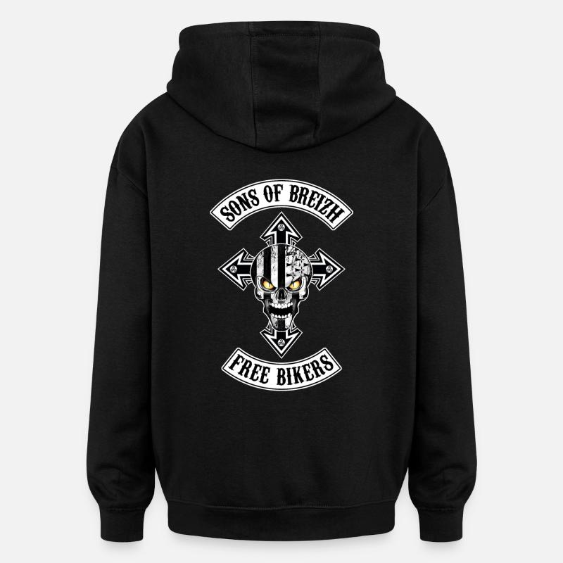Breizh Bikers Cross - Sweat à capuche oversize unisexe - noir