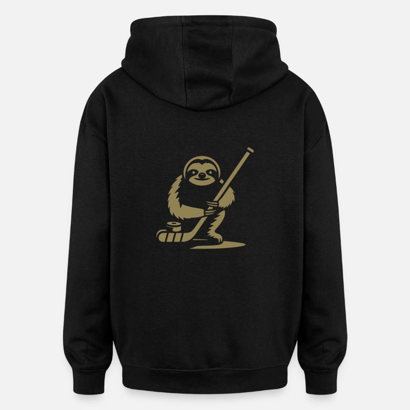 Faultier Eishockey Silhouette - Oversized Unisex Hoodie - Schwarz