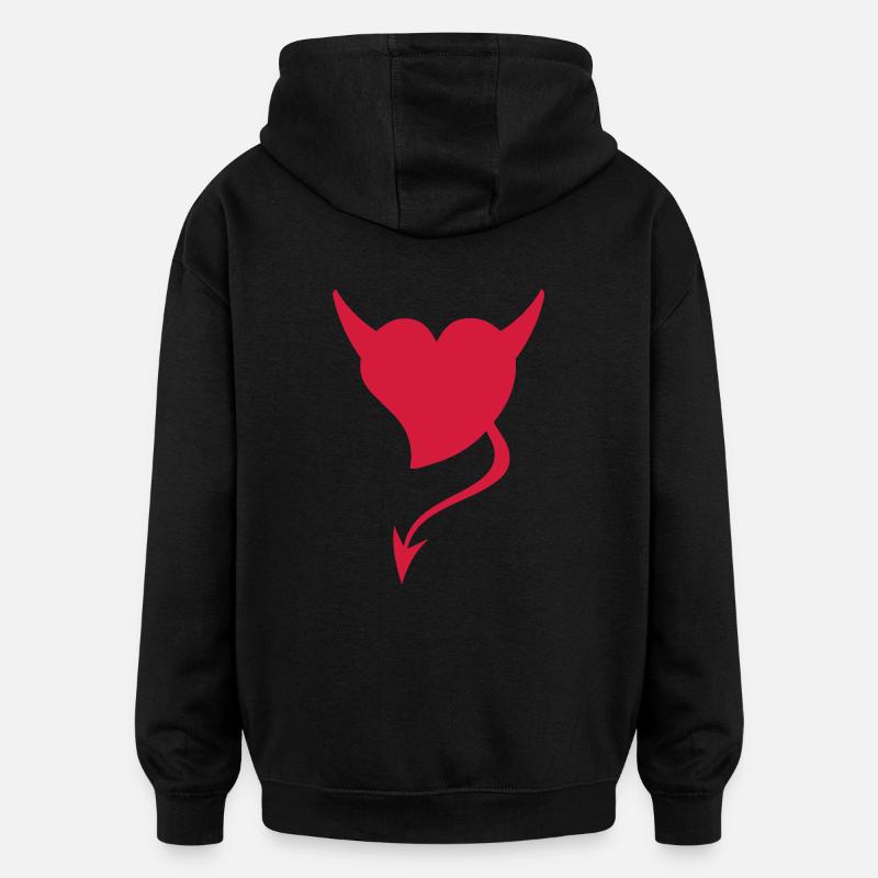 Teufel-Herz - Oversized Unisex Hoodie - Schwarz