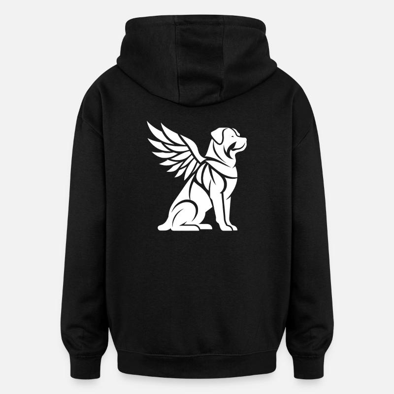 Chien Rottweiler Ailes d’ange Silhouette - Sweat à capuche oversize unisexe - noir