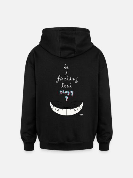 Alice crazy cat - Oversized Unisex Hoodie - black