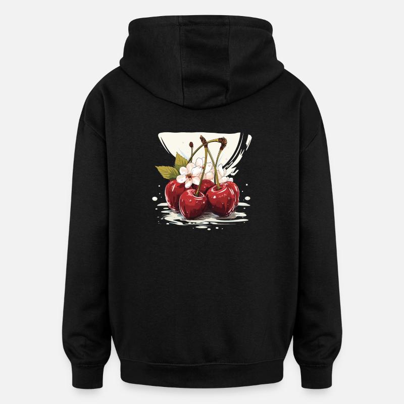 Kirsche - Illustration - Oversized Unisex Hoodie - Schwarz