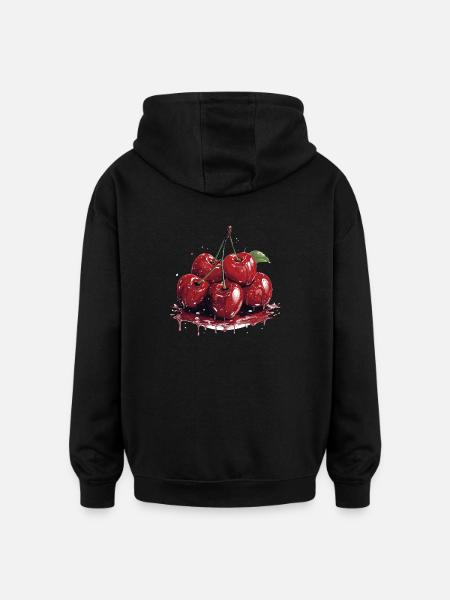 Cherry - illustration - Oversized Unisex Hoodie - black