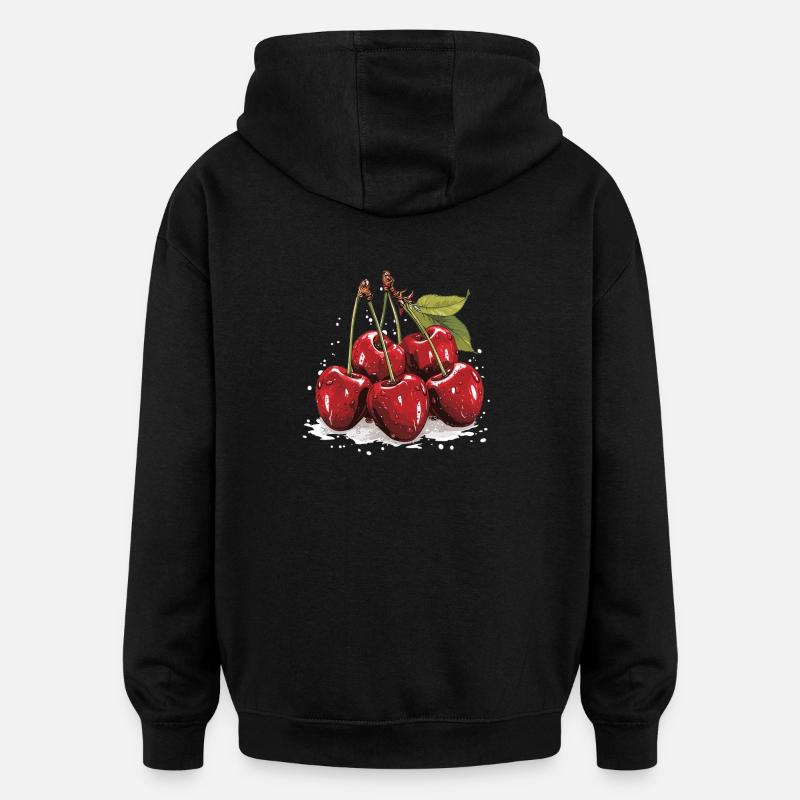 Kirsche - Illustration - Oversized Unisex Hoodie - Schwarz