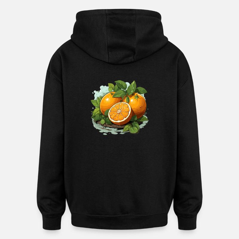 Orange - Illustration - Sweat à capuche oversize unisexe - noir