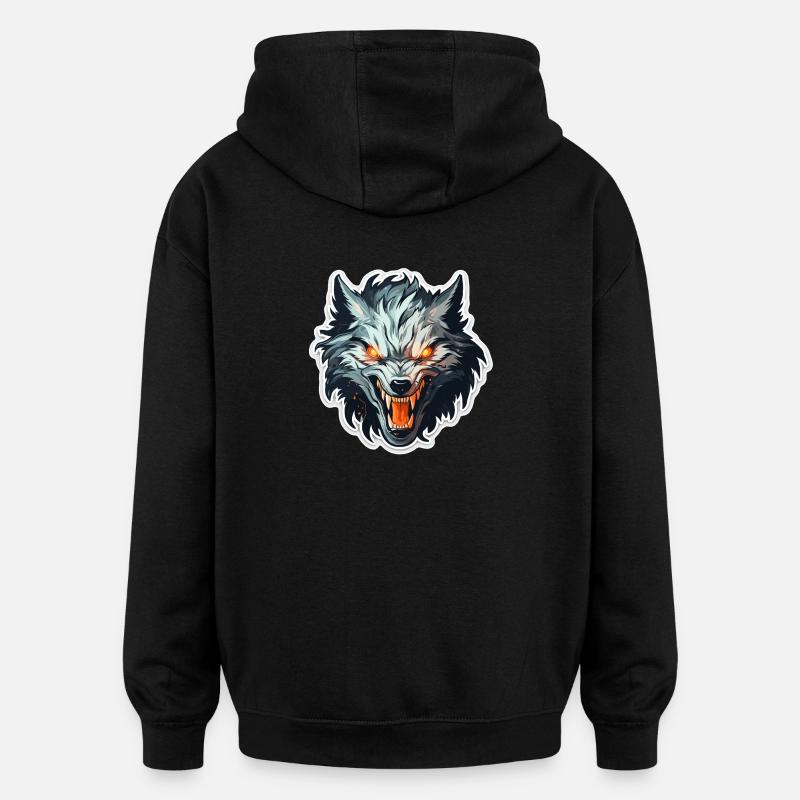 Wolf - Illustration - Oversized Unisex Hoodie - black