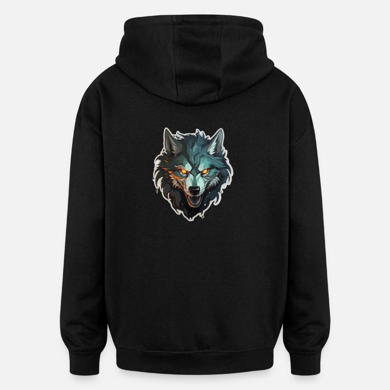 Wolf - Illustration - Oversized Unisex Hoodie - black
