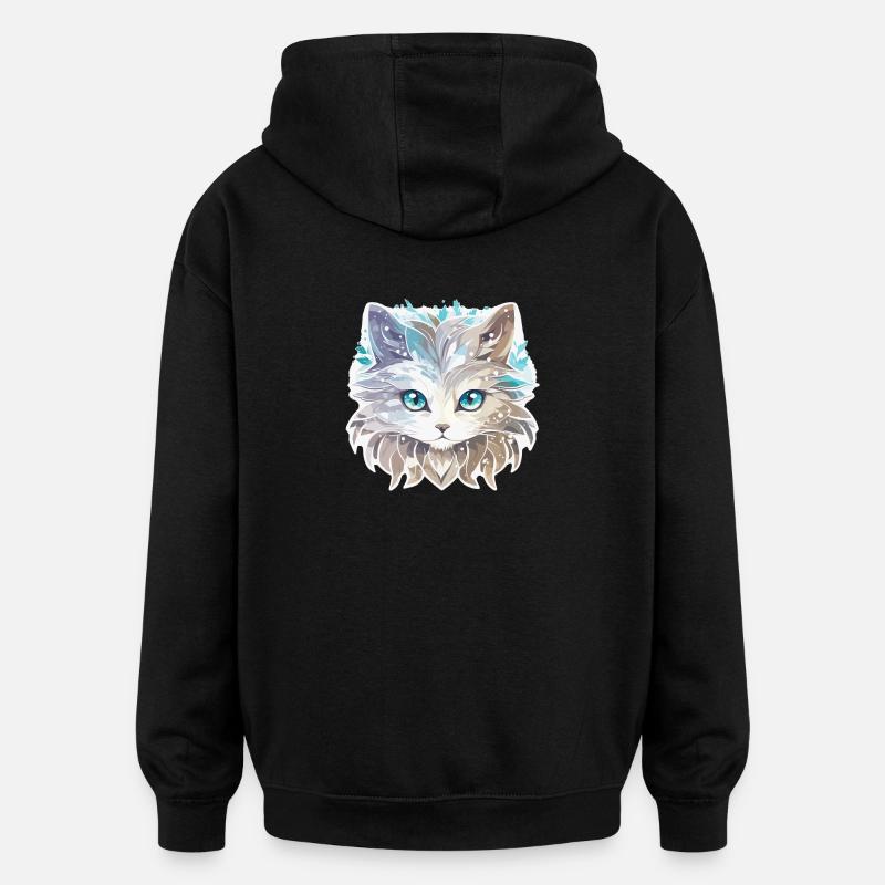 Chat - illustration - Sweat à capuche oversize unisexe - noir