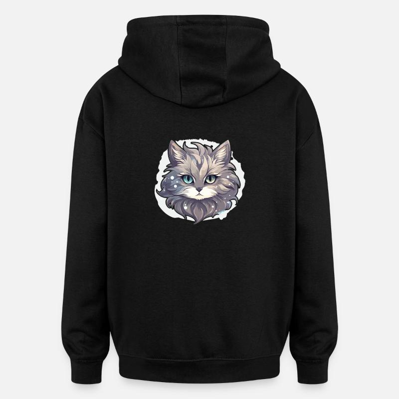 Katze - Illustration - Oversized Unisex Hoodie - Schwarz