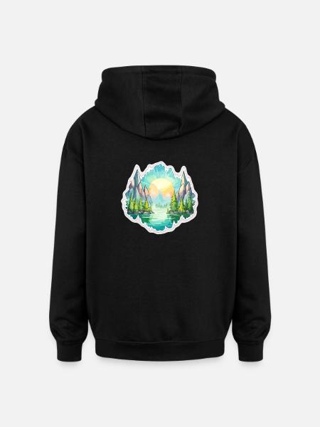 Landscape - Illustration - Oversized Unisex Hoodie - black