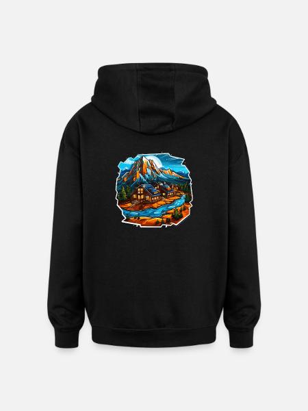 Landscape - Illustration - Oversized Unisex Hoodie - black