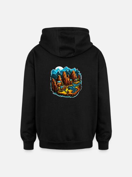 Landscape - Illustration - Oversized Unisex Hoodie - black