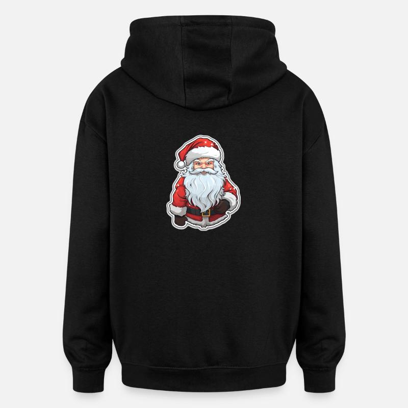 Père Noël - illustration - Sweat à capuche oversize unisexe - noir