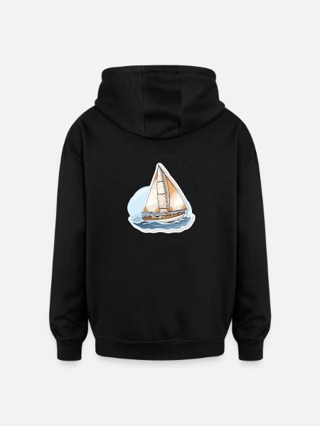 Sailboat - illustration - Oversized Unisex Hoodie - black