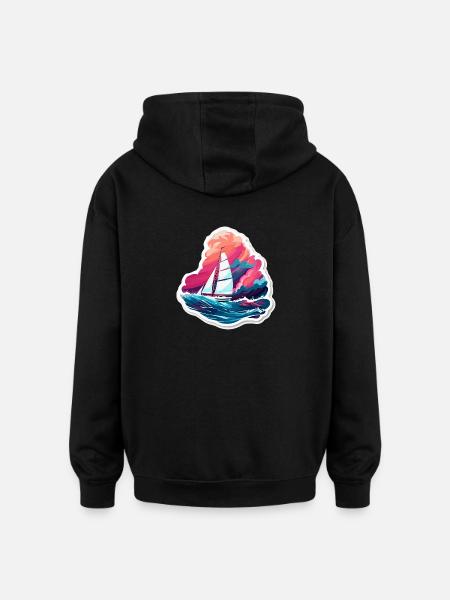 Sailboat - illustration - Oversized Unisex Hoodie - black