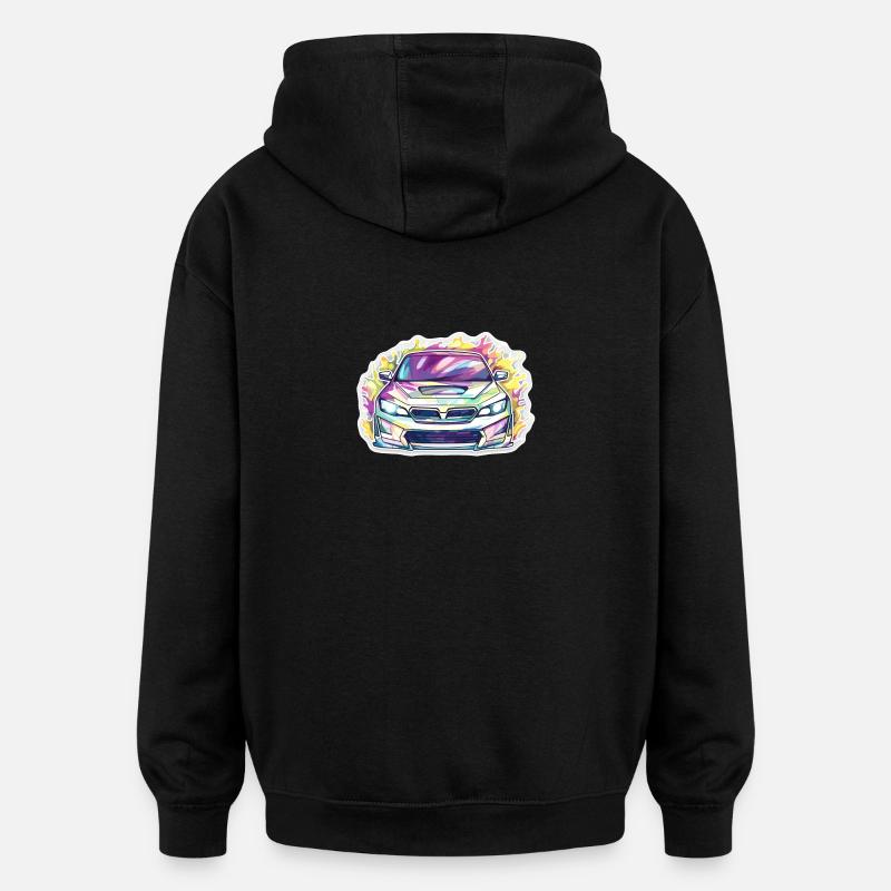 Auto - Illustration - Oversized Unisex Hoodie - Schwarz