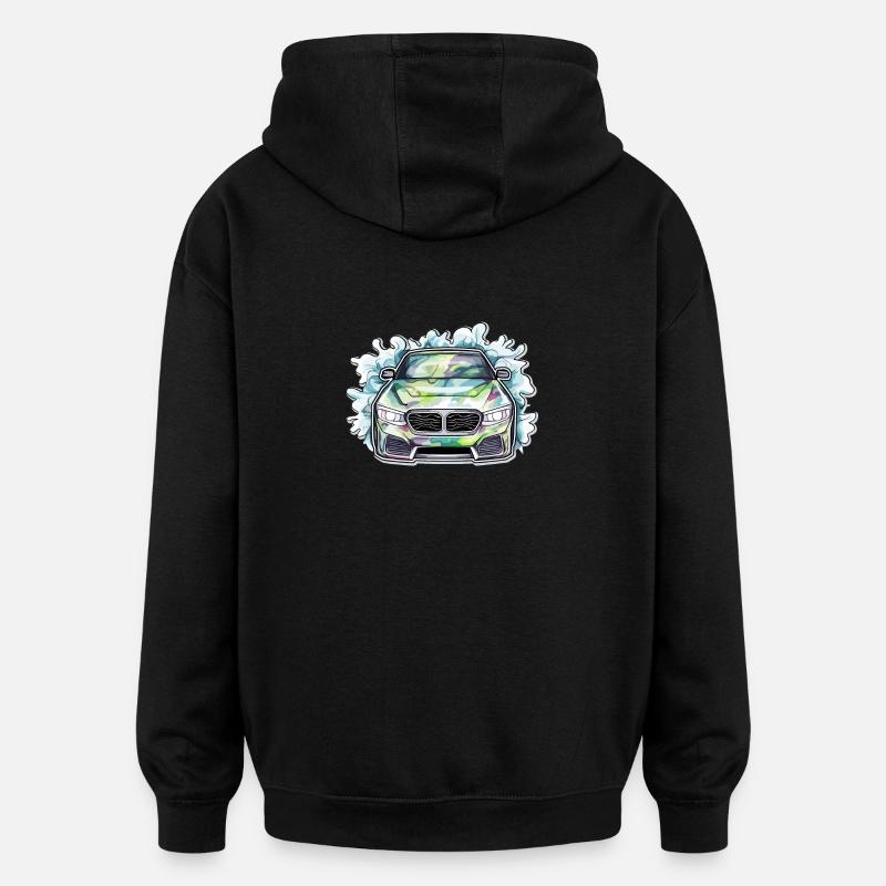 Voiture - Illustration - Sweat à capuche oversize unisexe - noir