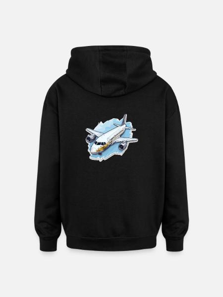Airplane - illustration - Oversized Unisex Hoodie - black