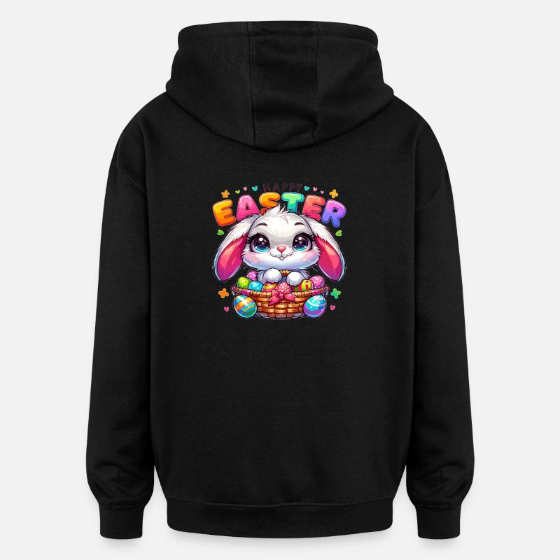 Happy Easter - Easter Bunny Illustration - Oversized Unisex Hoodie - Schwarz