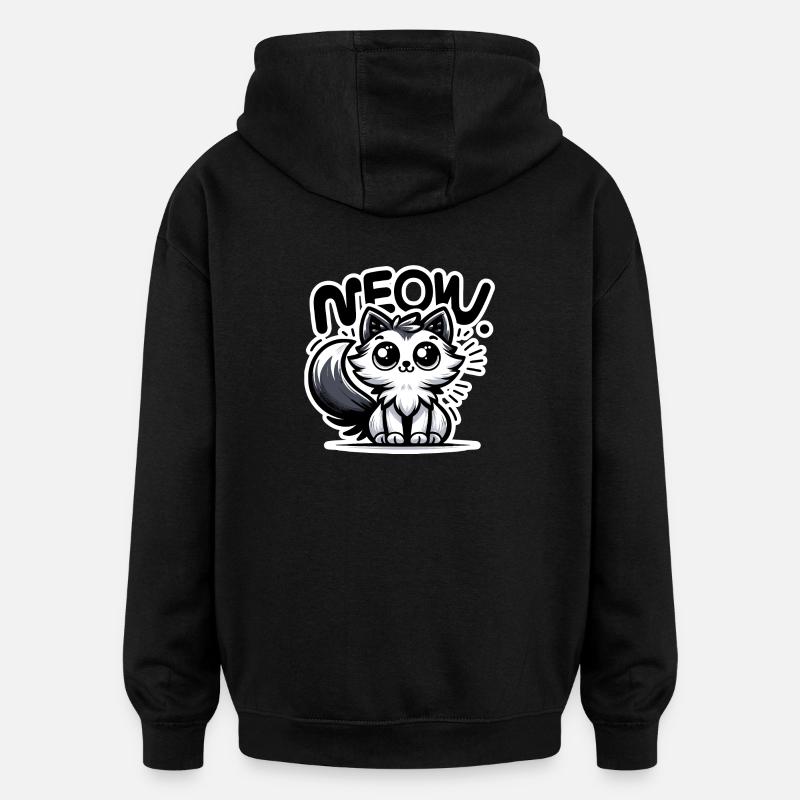 Miaou - Illustration de chat - Sweat à capuche oversize unisexe - noir